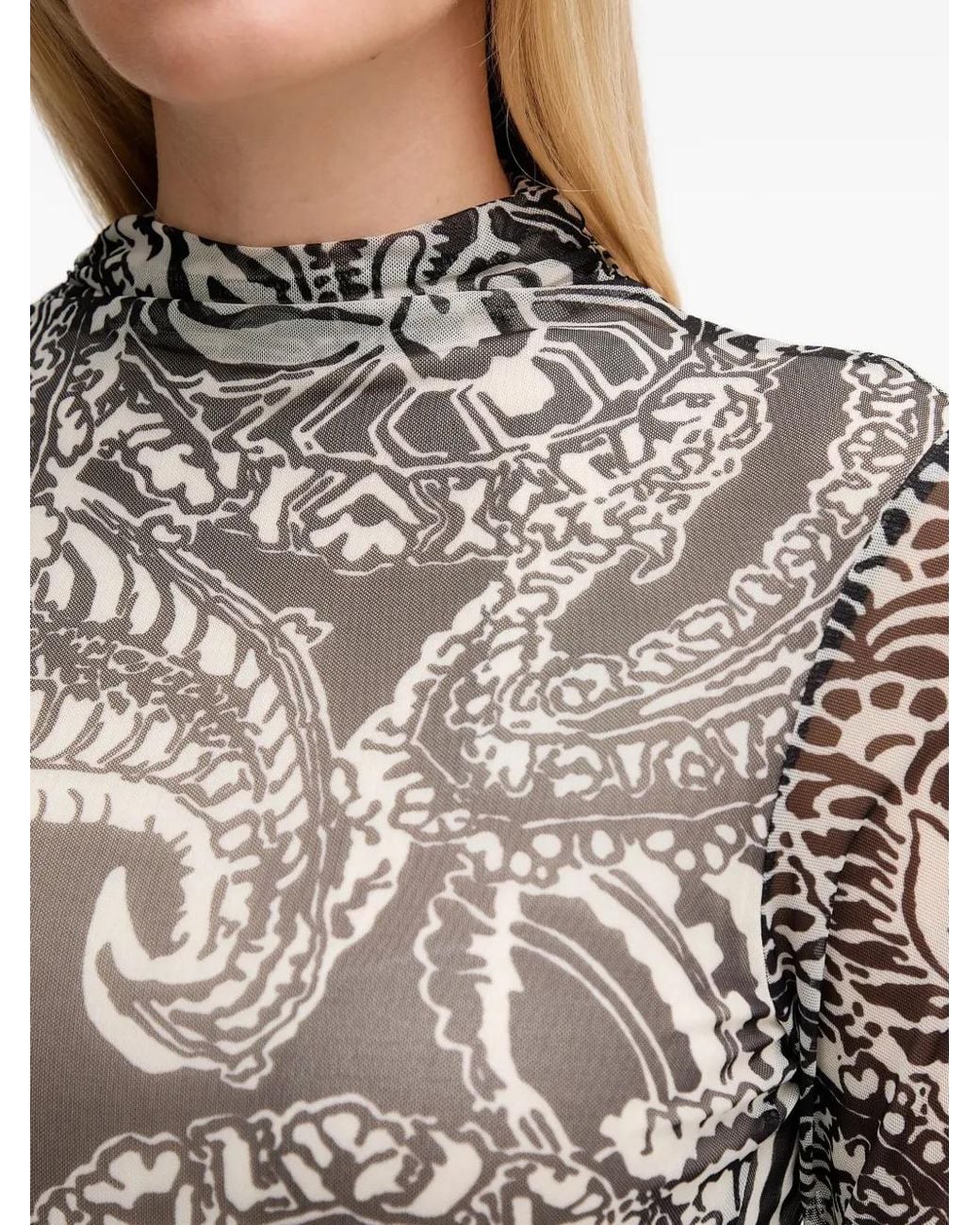 MARC AUREL Black Patterned Midi Dress