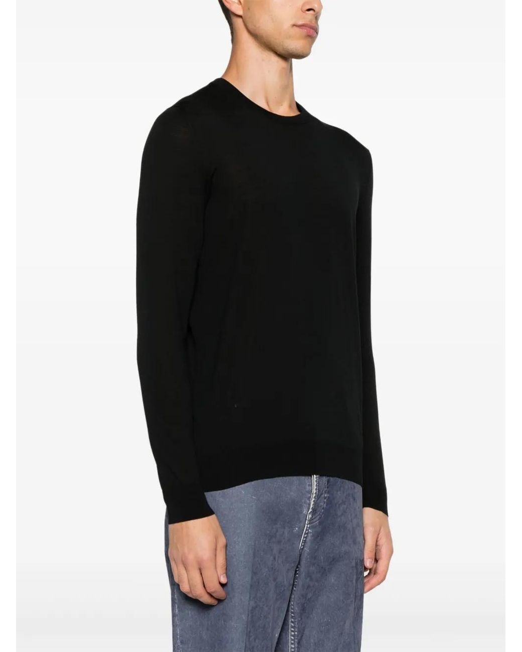 Kiton Black Wool Sweater for men
