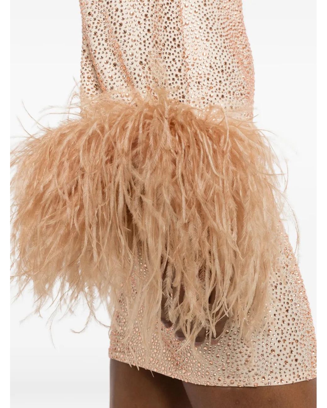 Miron Natural V-Neck Embellished Mini Dress