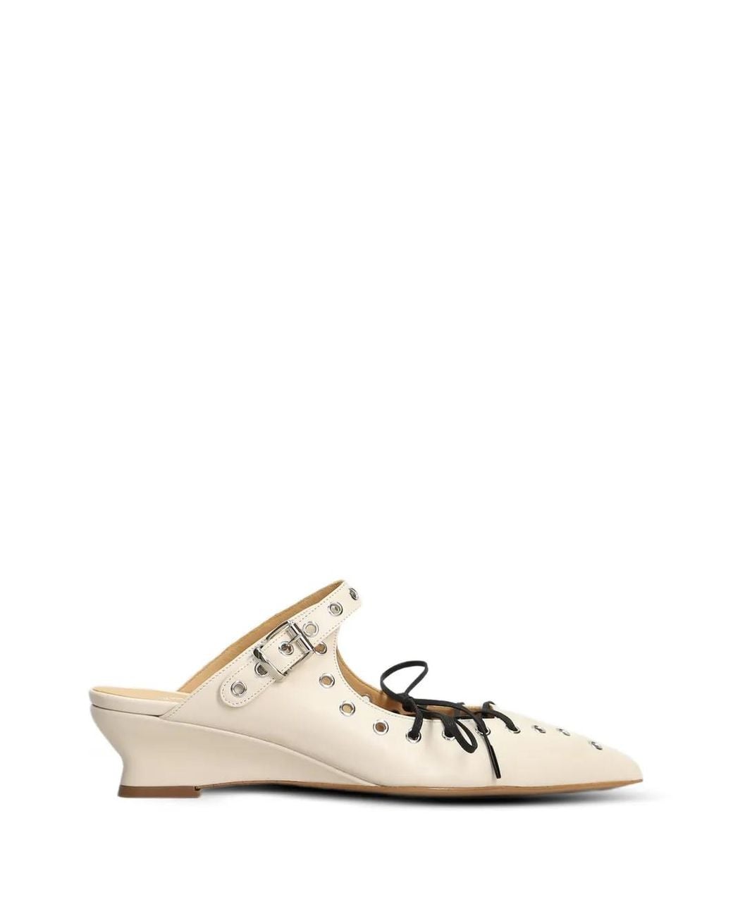 Alchimia White Eyelet-Embellished Lace-Up Mules