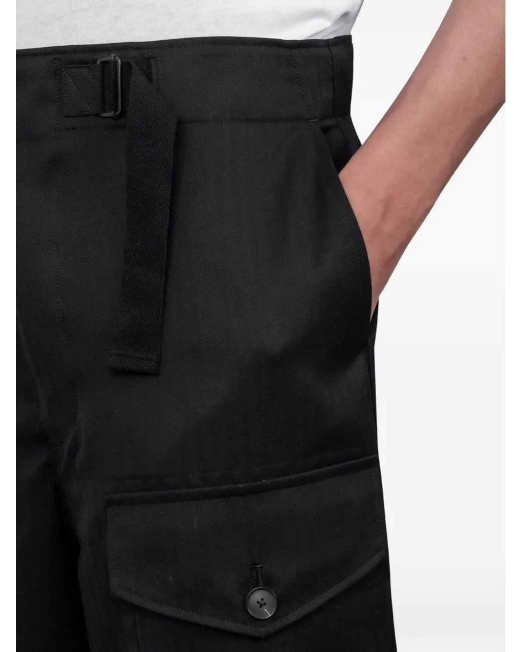 Auralee Black Buckled Cargo Pants for men
