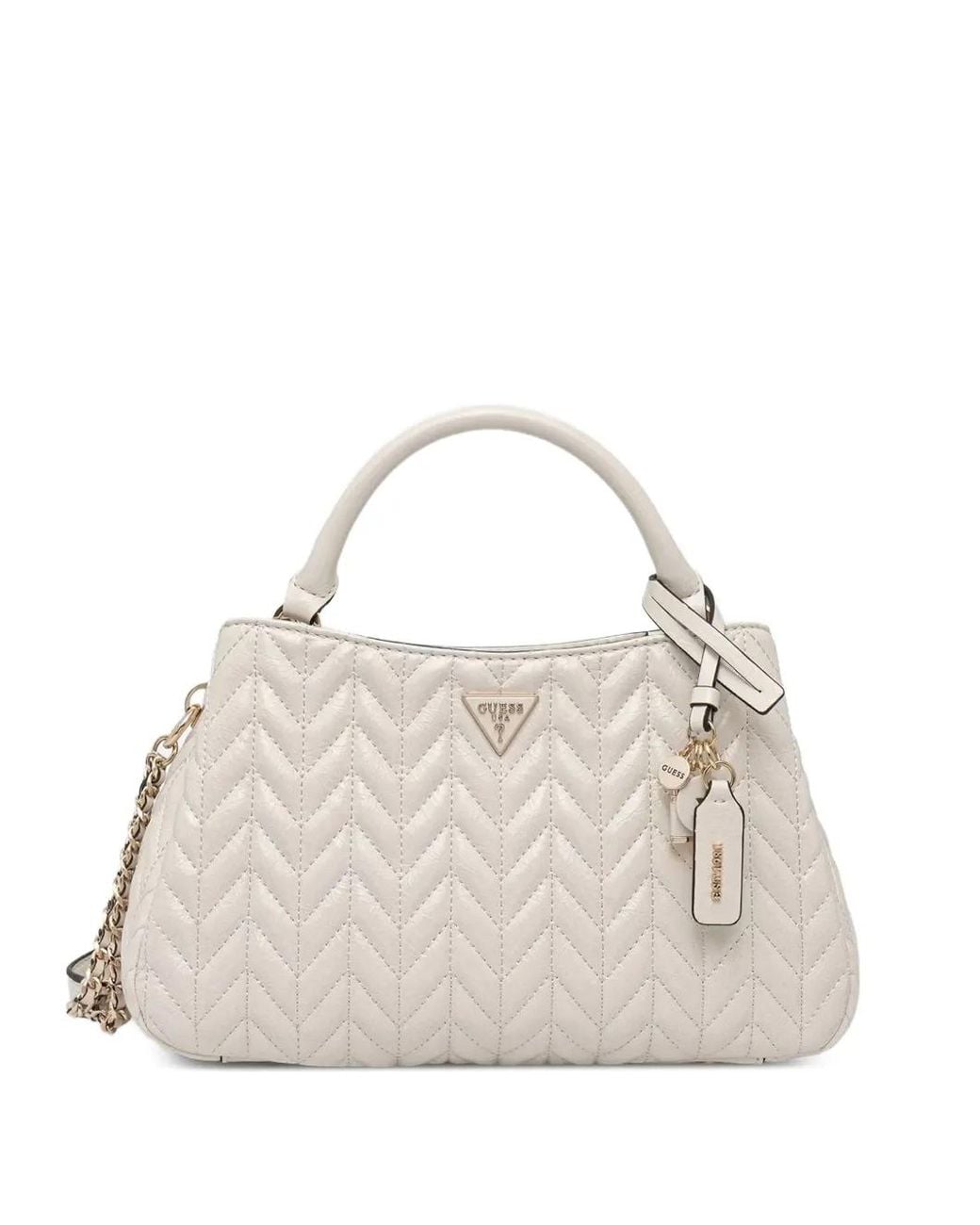 Guess Natural Sac Cabas Matelassé Cheryl À Plaque Logo