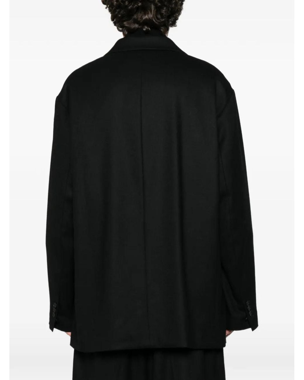 Ssstein Black Double-Breasted Oversized Blazer for men