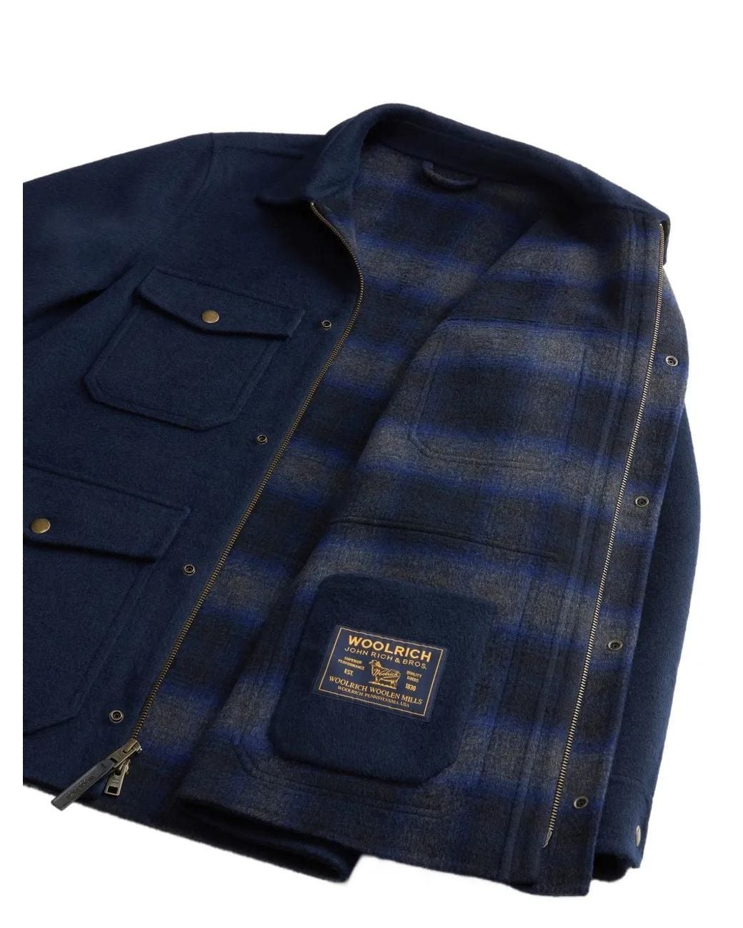 Giacca Con Zip di Woolrich in Blue da Uomo