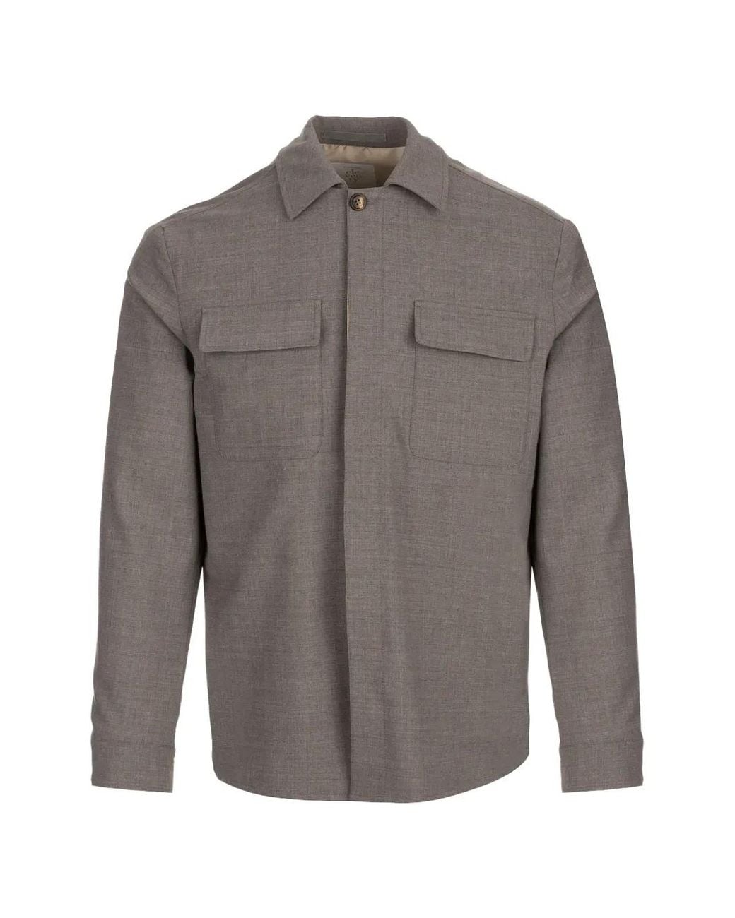Eleventy Gray Chest-Pocket Overshirt for men