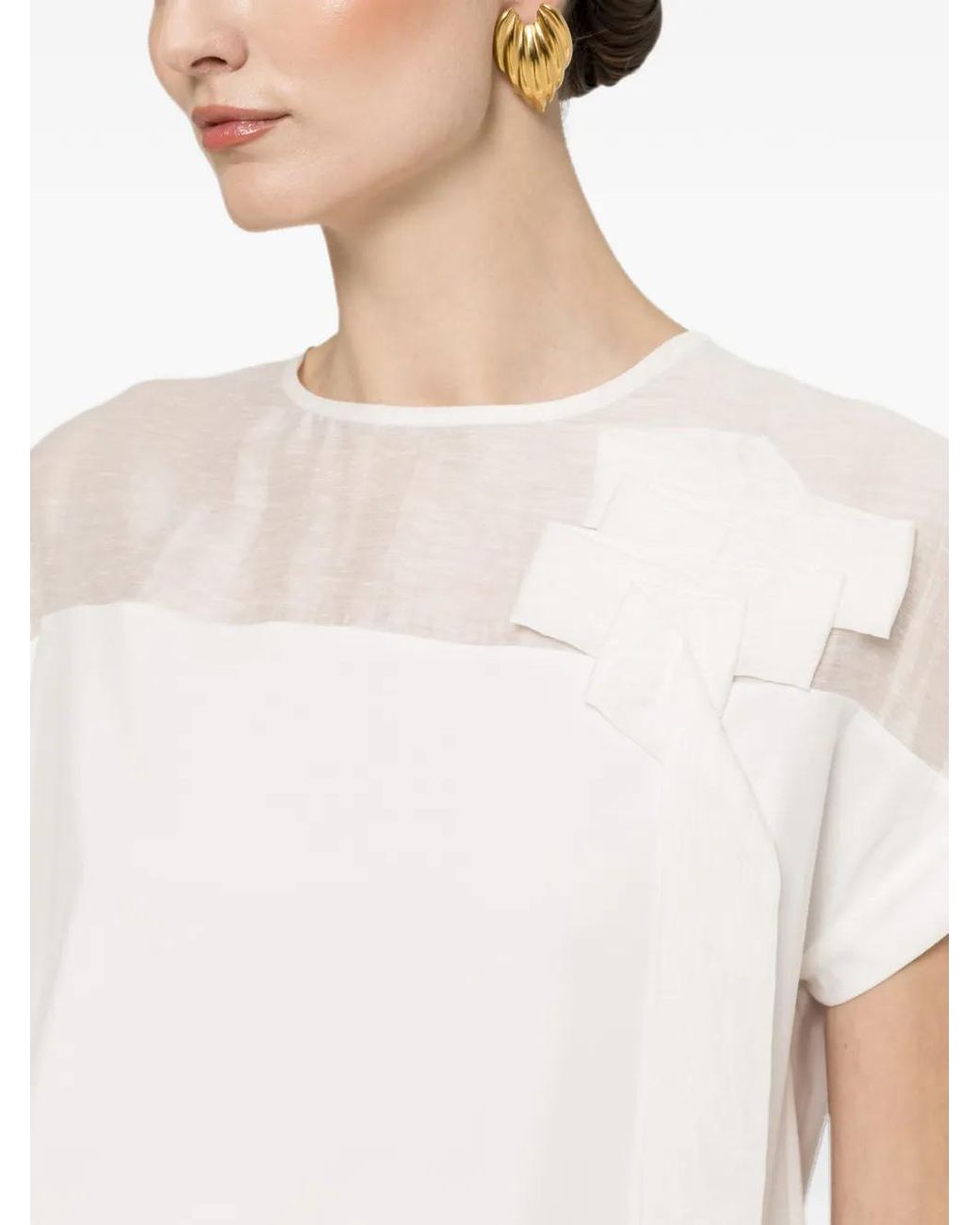 Nissa White Bow-Detail Top