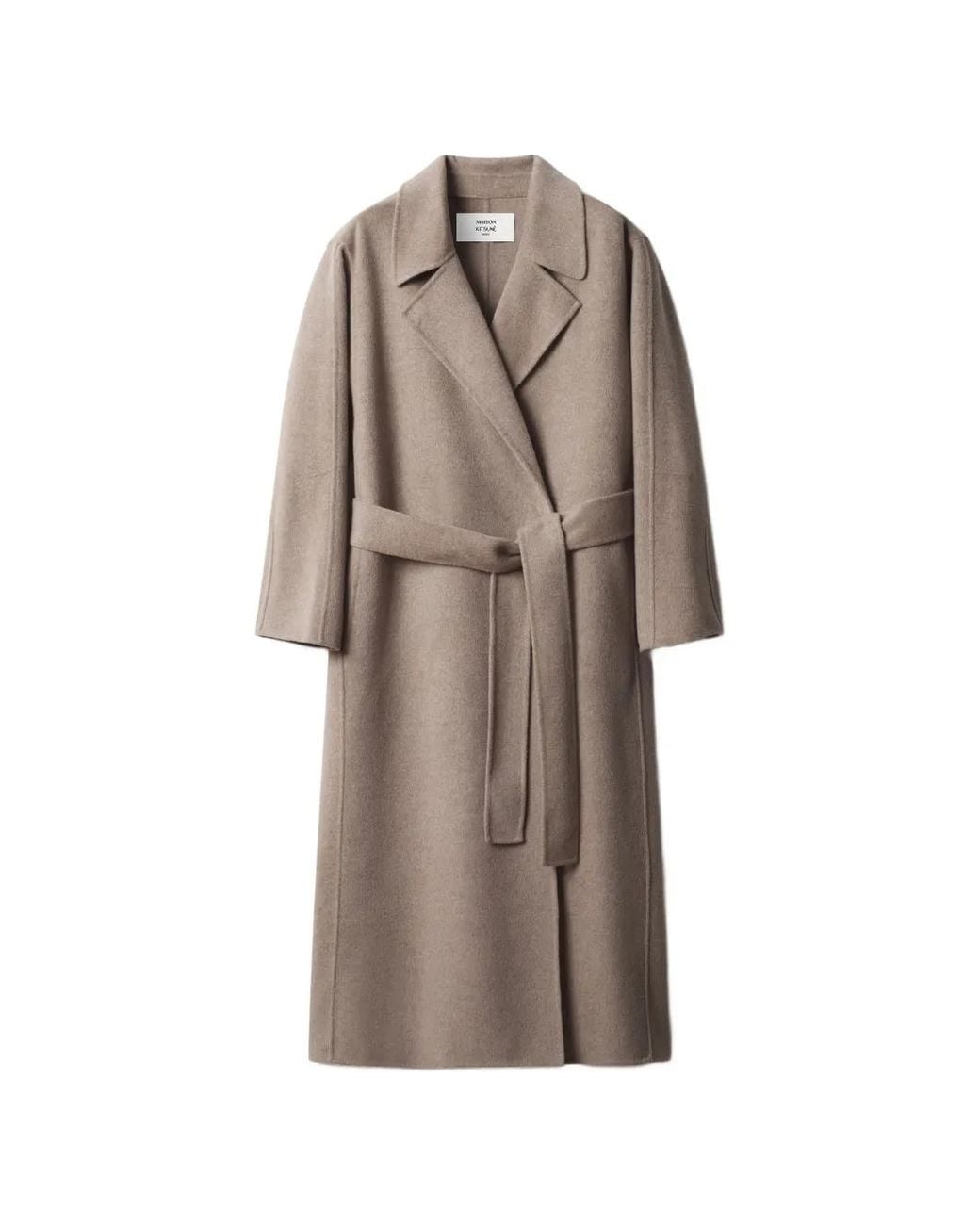 Maison Kitsuné Natural Belted Brushed-Finish Coat