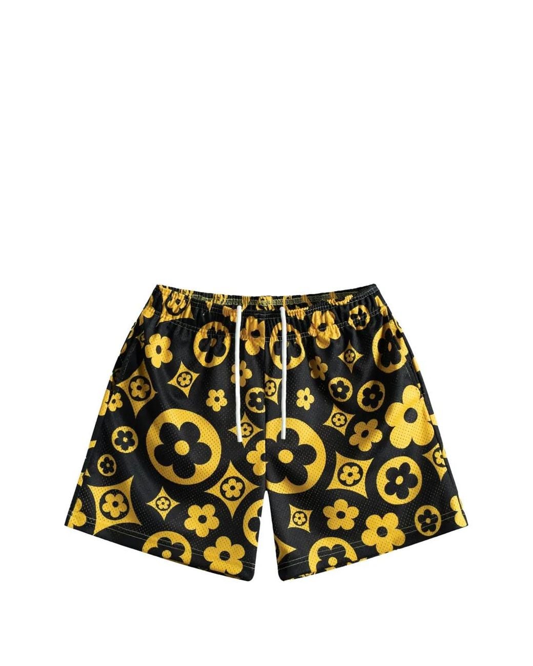 Bravest Studios White Flower-Print Mesh Track Shorts for men