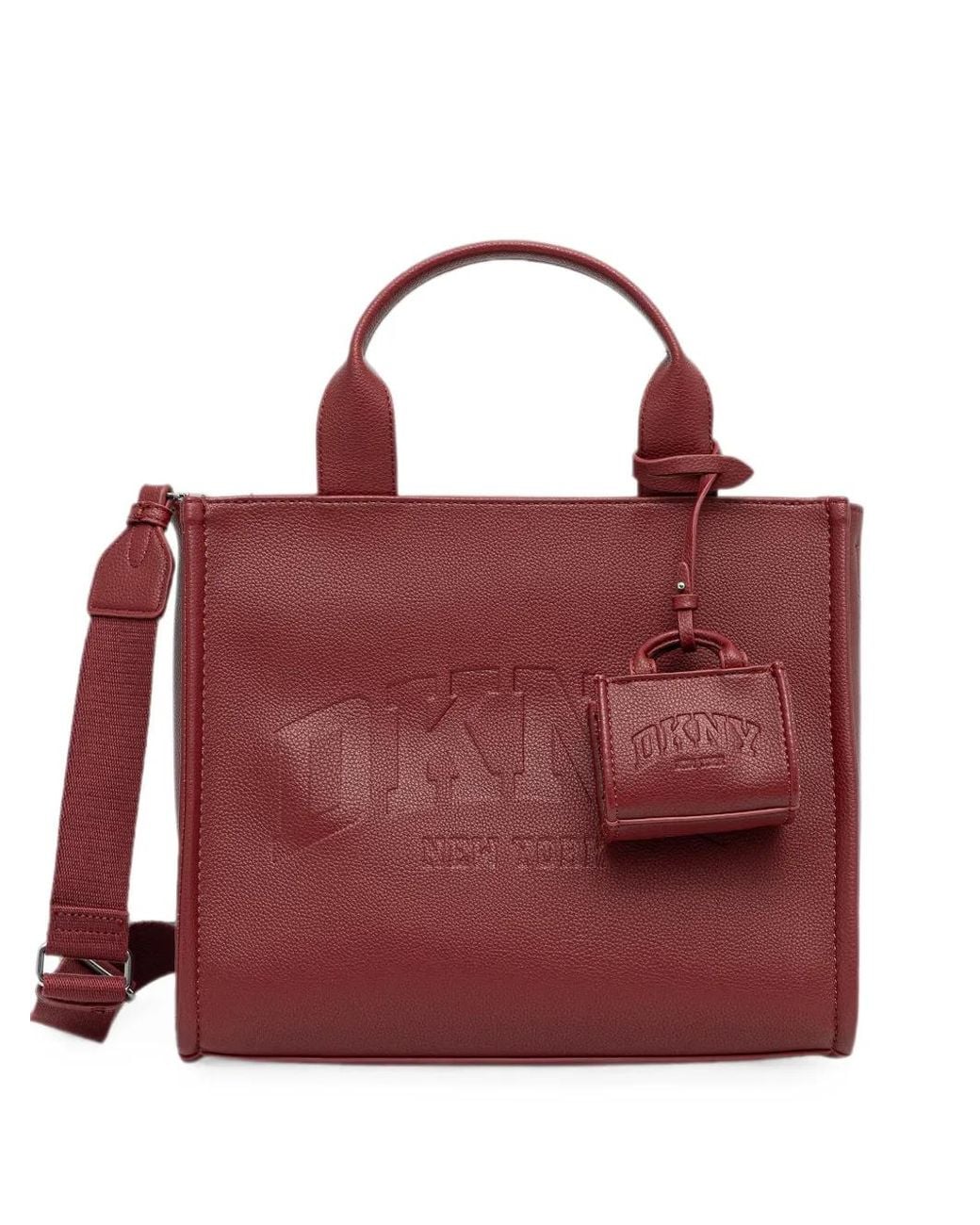 DKNY Red Hadlee Logo-Embossed Charm Tote Bag
