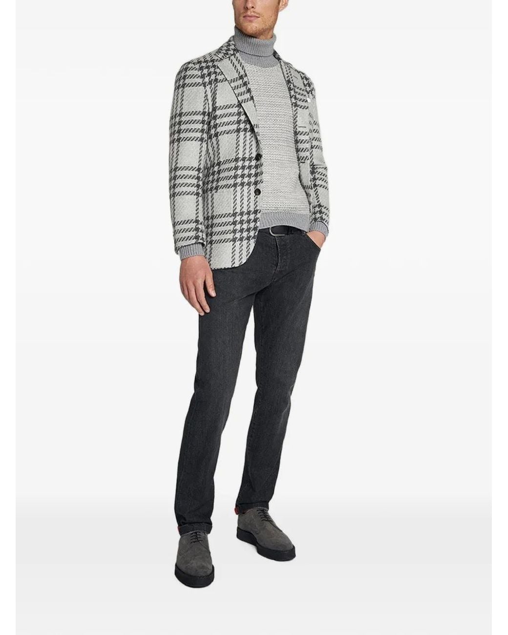 Kiton Gray Kurabo Mid-Wash Jeans for men