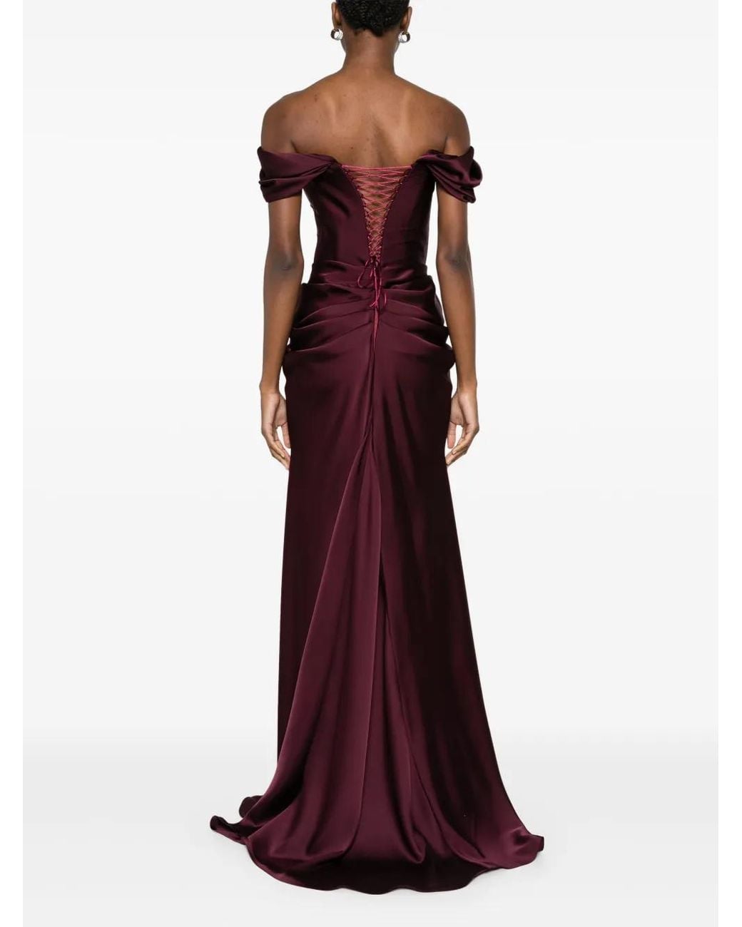 Ana Radu Purple Drape-Detail Maxi Dress