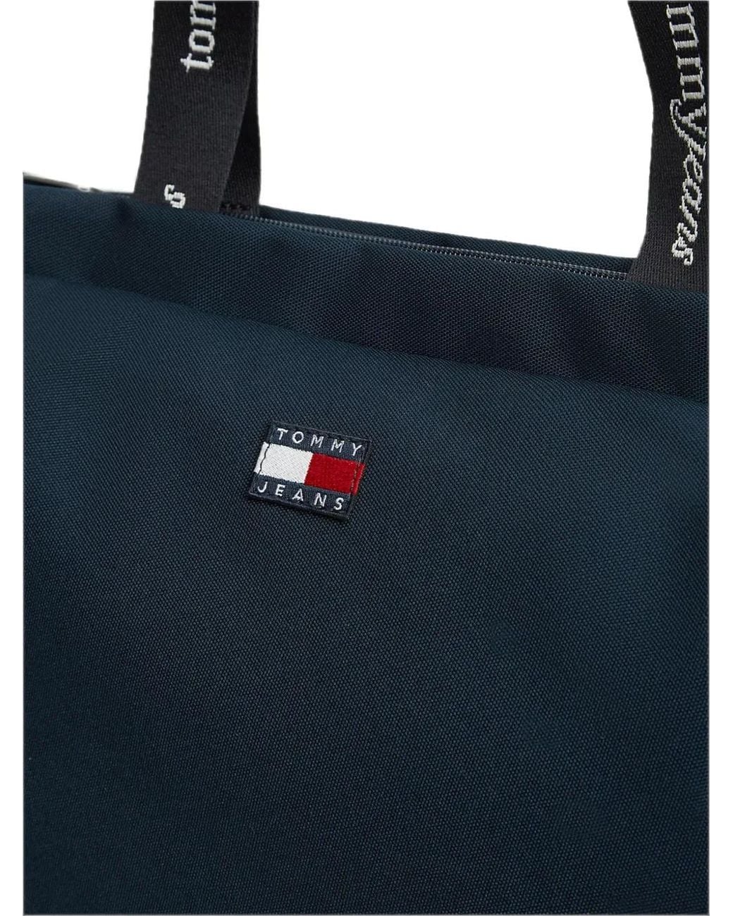 Tommy Hilfiger Blue Logo-Patch Drawstring Tote Bag