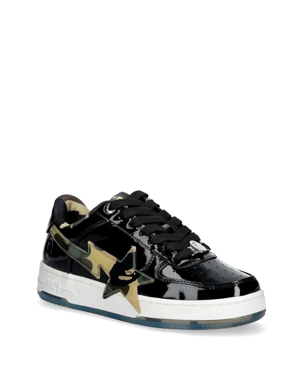 A Bathing Ape Black Camouflage-Pattern Sneakers