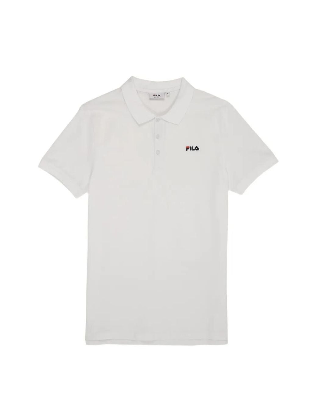 Fila White Logo-Embroidered Cotton Polo Shirt for men