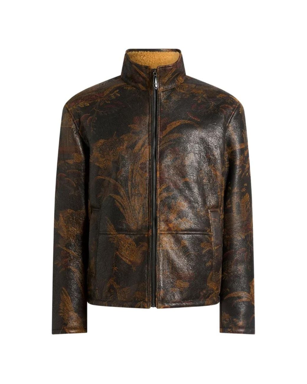 Etro Brown Animal-Print Shearling-Lined Jacket for men