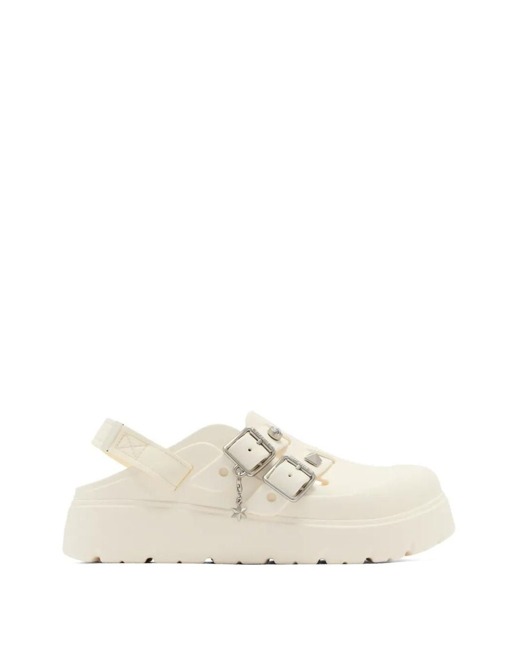 CROCSTM White Loaferette Star Stud-Embellished Buckled Mules