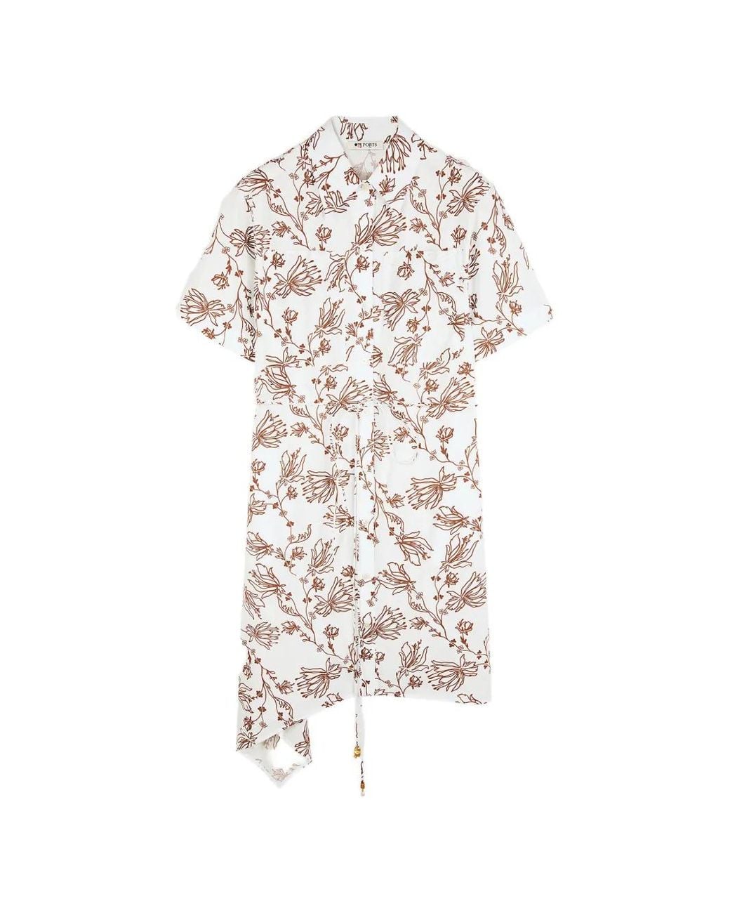 Ports 1961 White Asymmetric Floral Midi Dress