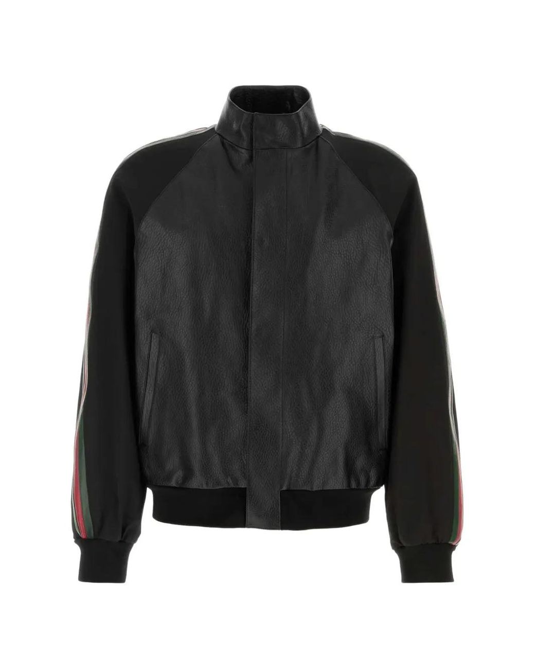 Gucci Black Web-Stripe Panelled Bomber Jacket for men