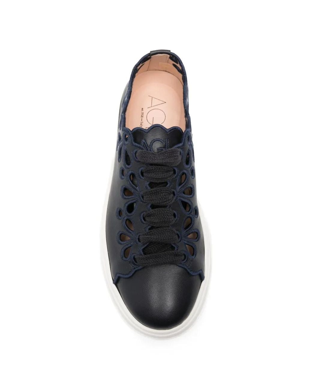 Agl Attilio Giusti Leombruni White Laser-Cut Scalloped Sneakers