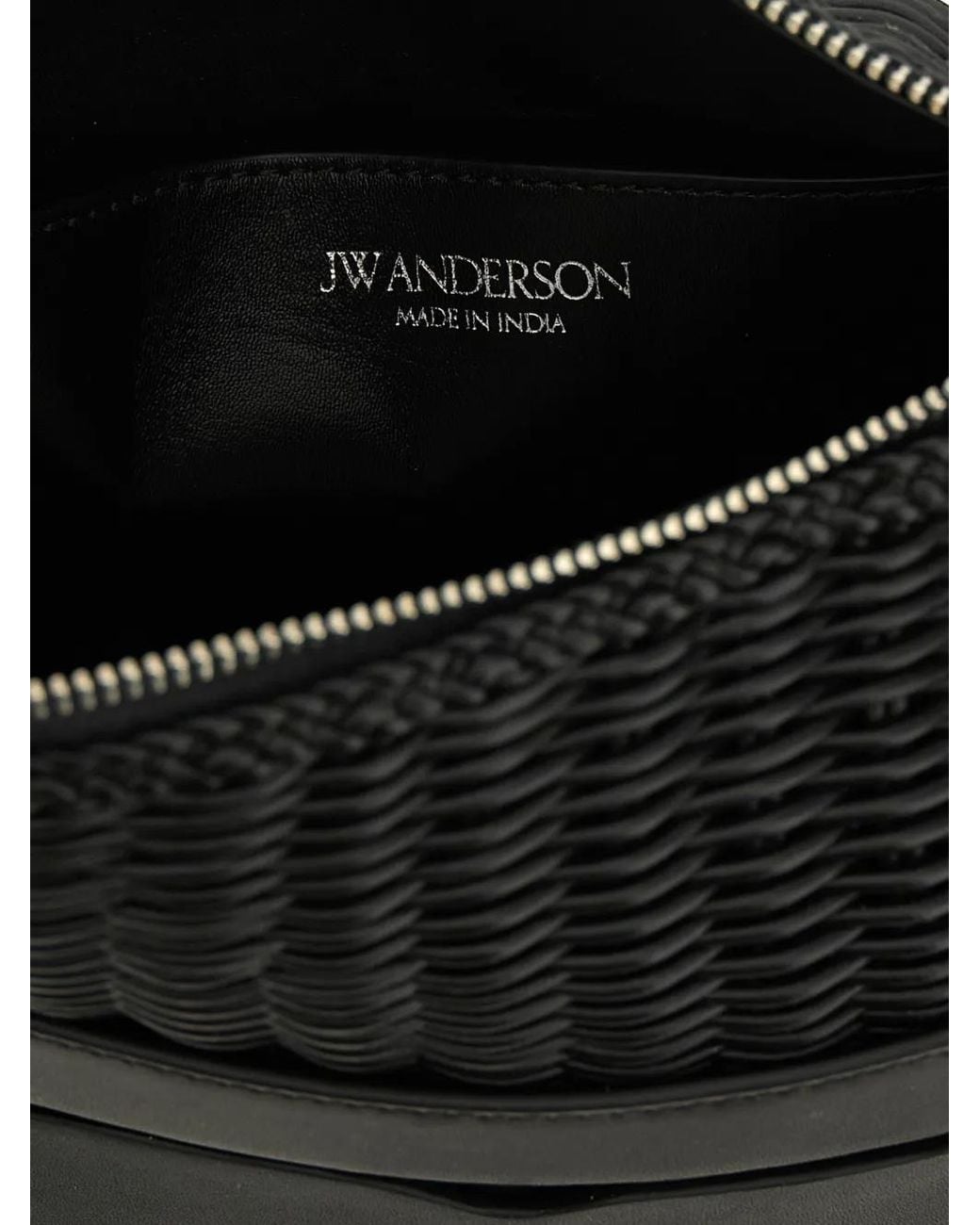 J.W. Anderson Black Loafer Woven Leather Tote Bag