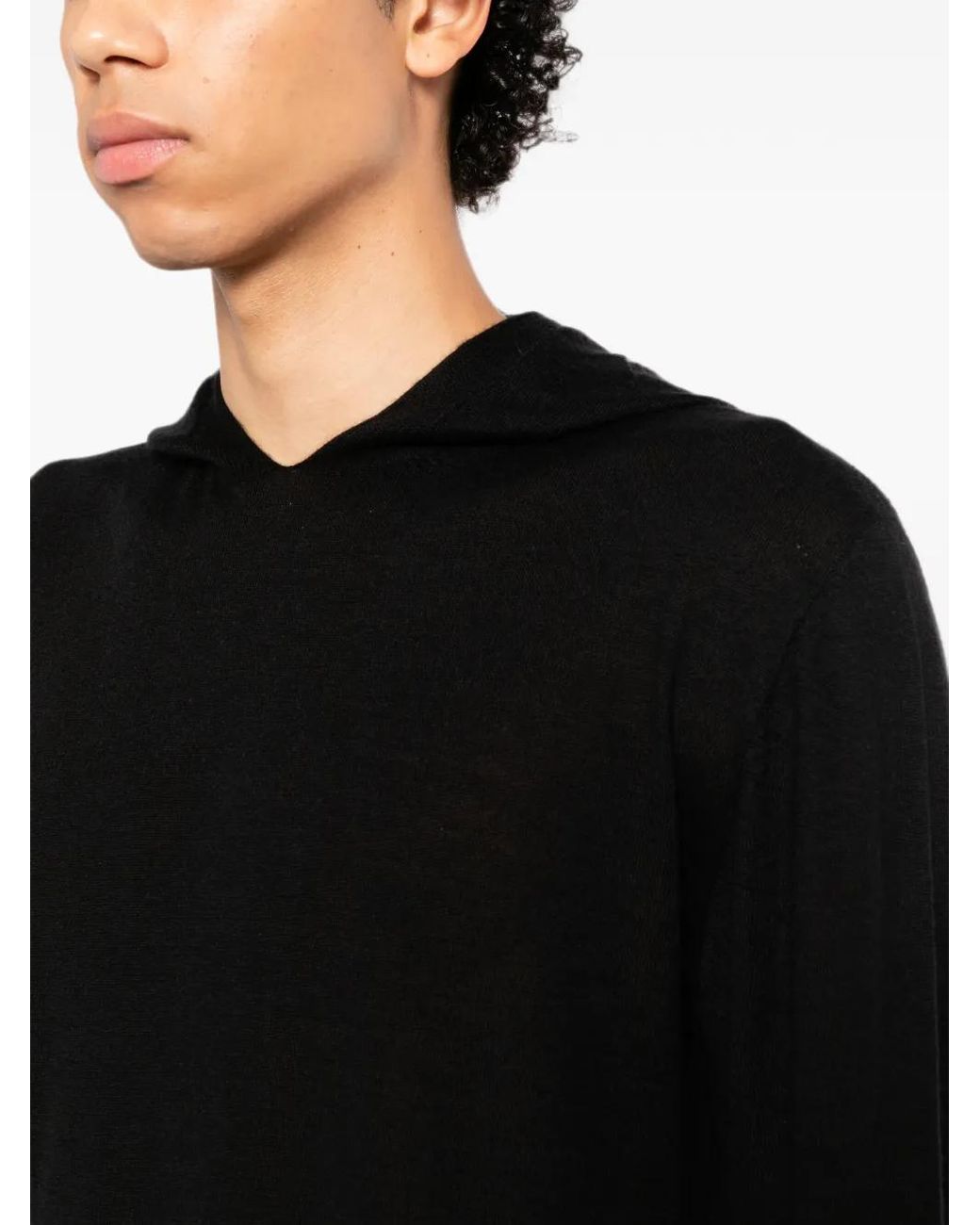 Rick Owens Black Knit Hoodie for men