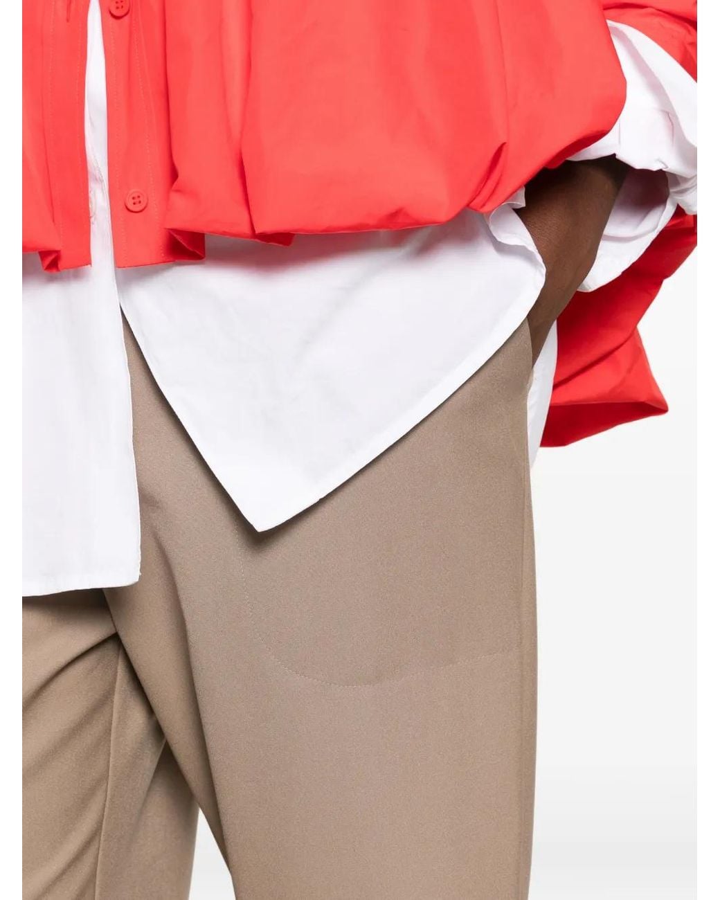 Fabiana Filippi Natural Elasticated-Waist Cropped Trousers
