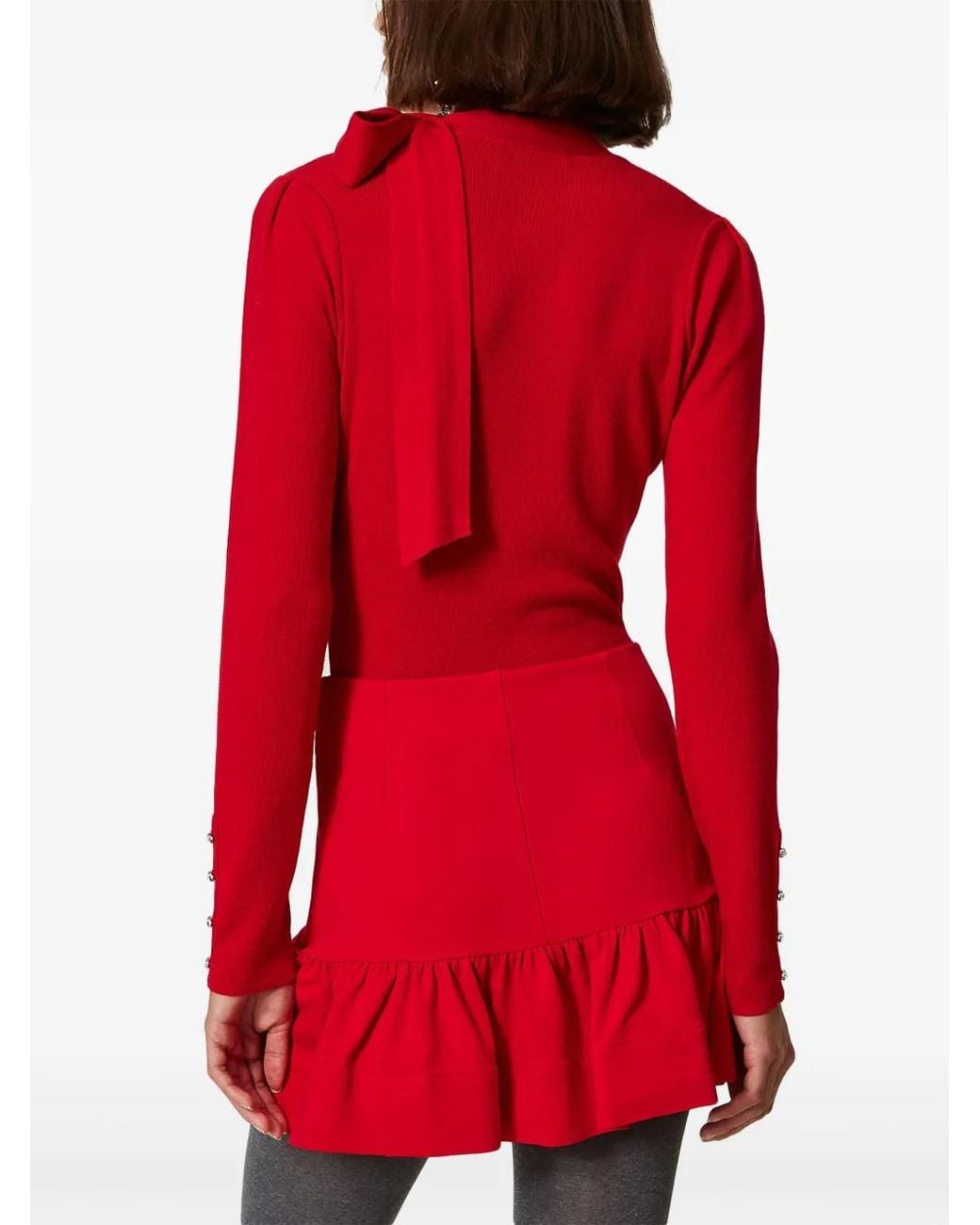 Twinset Red Flounced Miniskirt