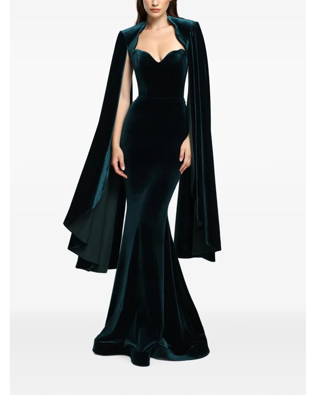 Cristallini Black Vivienne Cape-Detail Maxi Dress