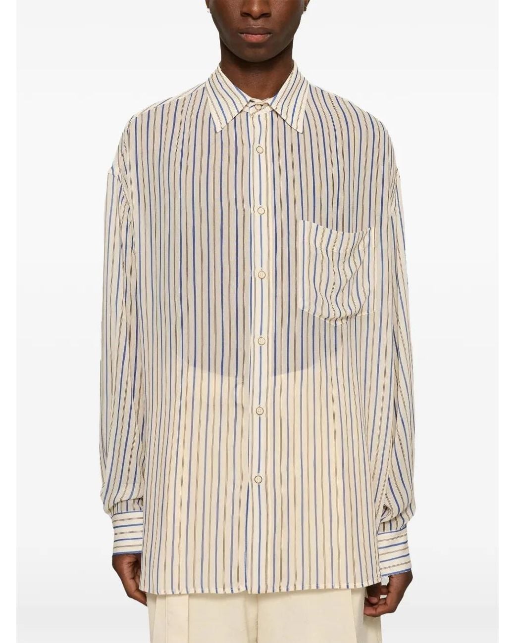 Cmmn Swdn White Kai Striped Shirt for men