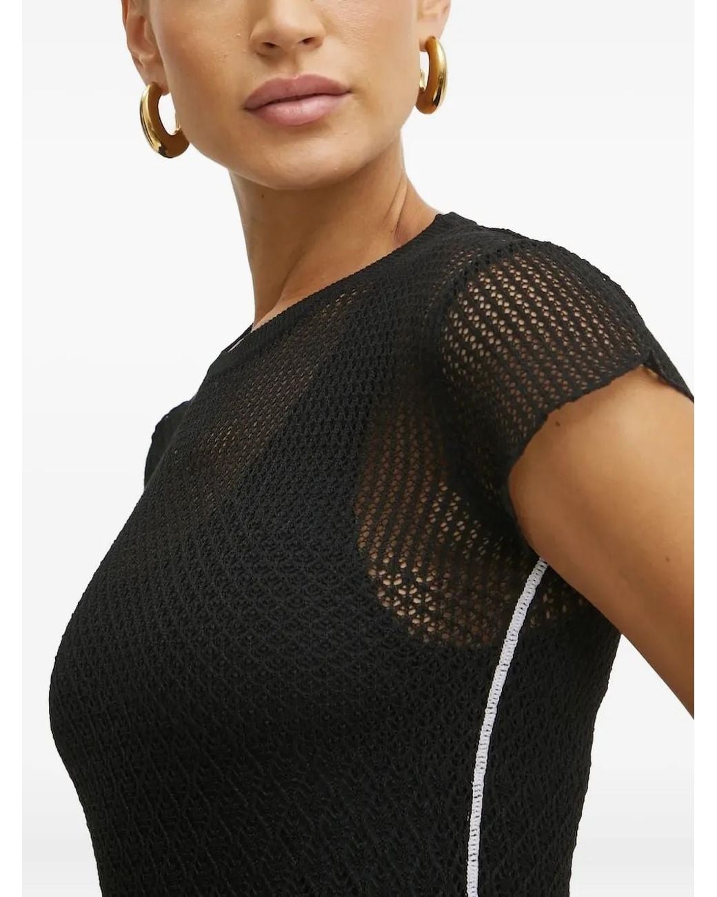 Pinko Black Mesh Midi Dress