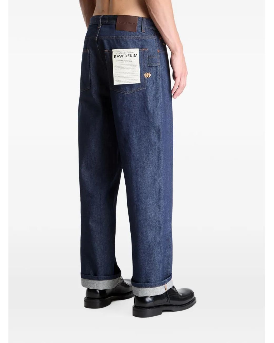 Filling Pieces Blue Raw-Denim Straight-Leg Jeans for men
