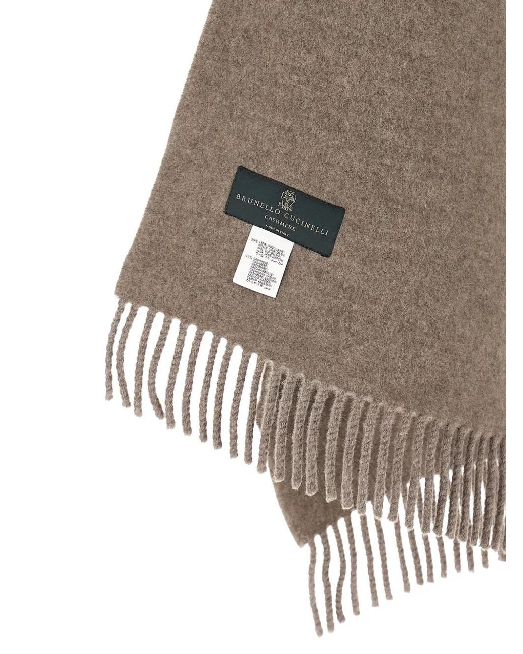 Brunello Cucinelli Natural Hooded Wool And Cashmere Knit Scarf