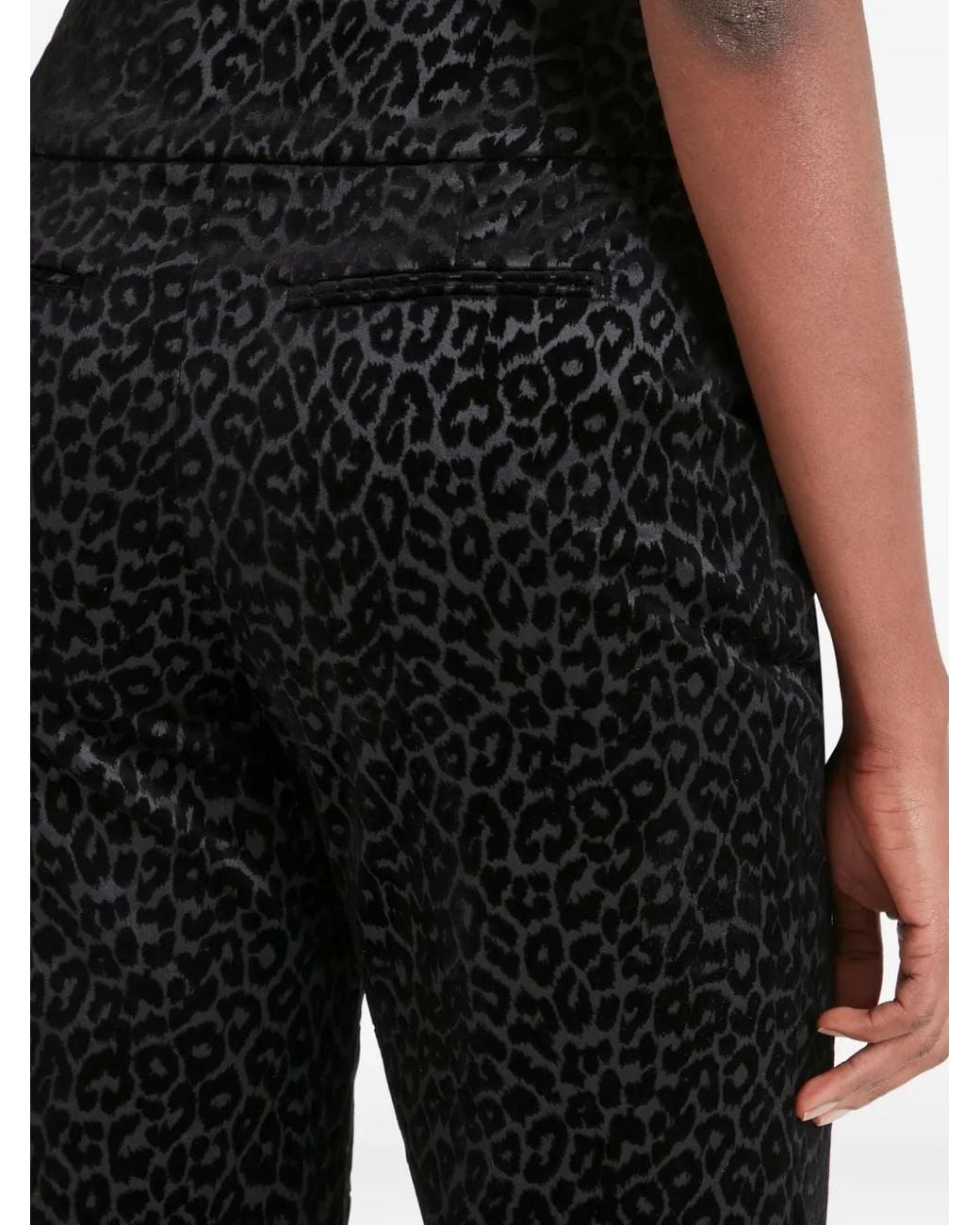 Temperley London Black Leopard-Print Velvet Trousers