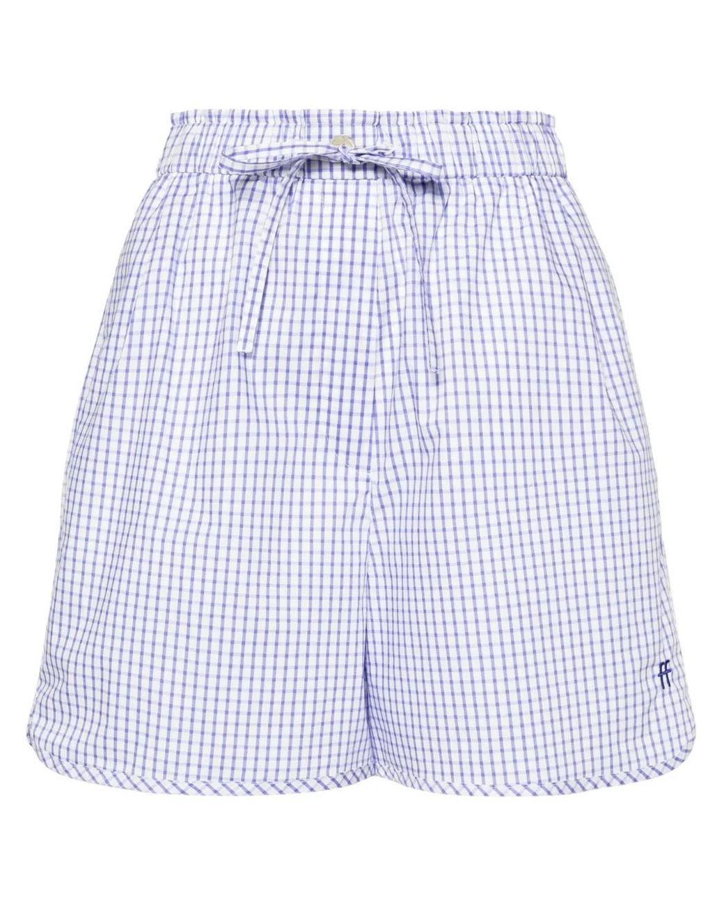 Forte_forte Blue Gingham-Check Cotton Shorts