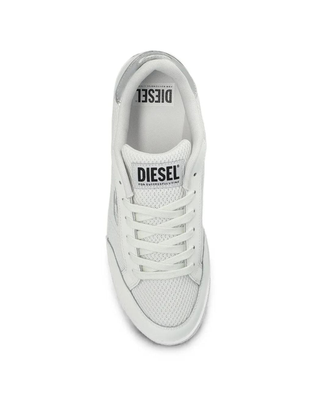 DIESEL White S-D-Leo Low Mesh-Panelled Logo Low-Top Sneakers