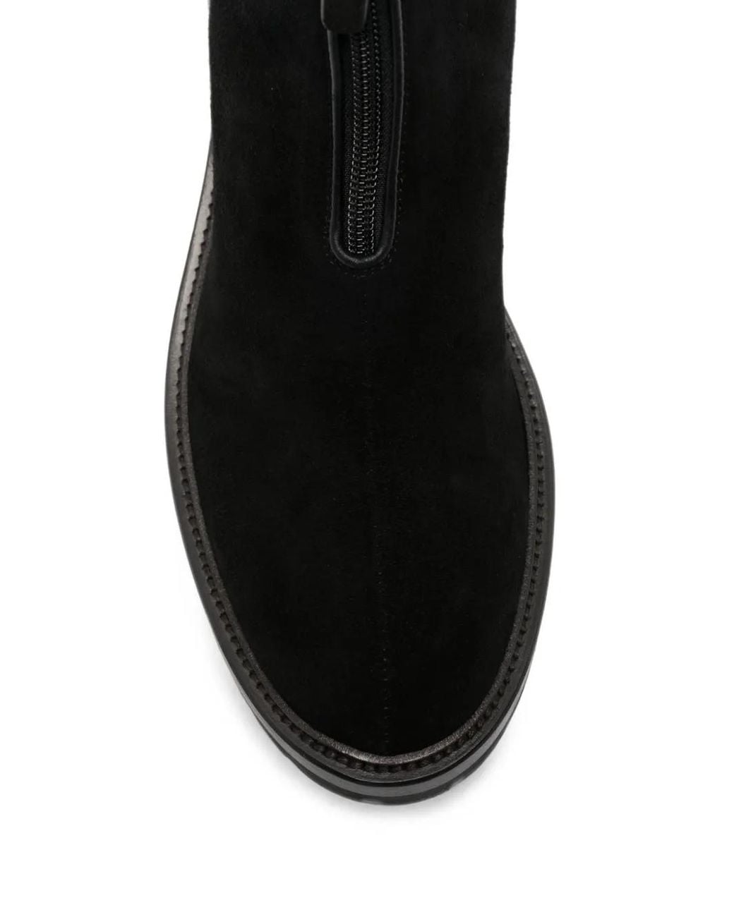 The Row Black Hike Zipped-Front Suede Boots