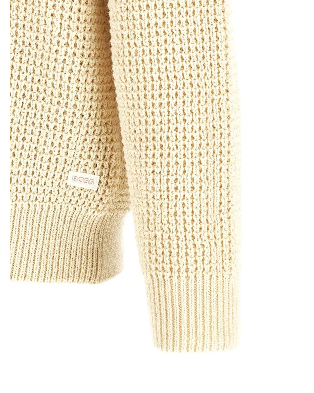 Boss Natural Honeycomb-Knit V-Neck Cardigan for men