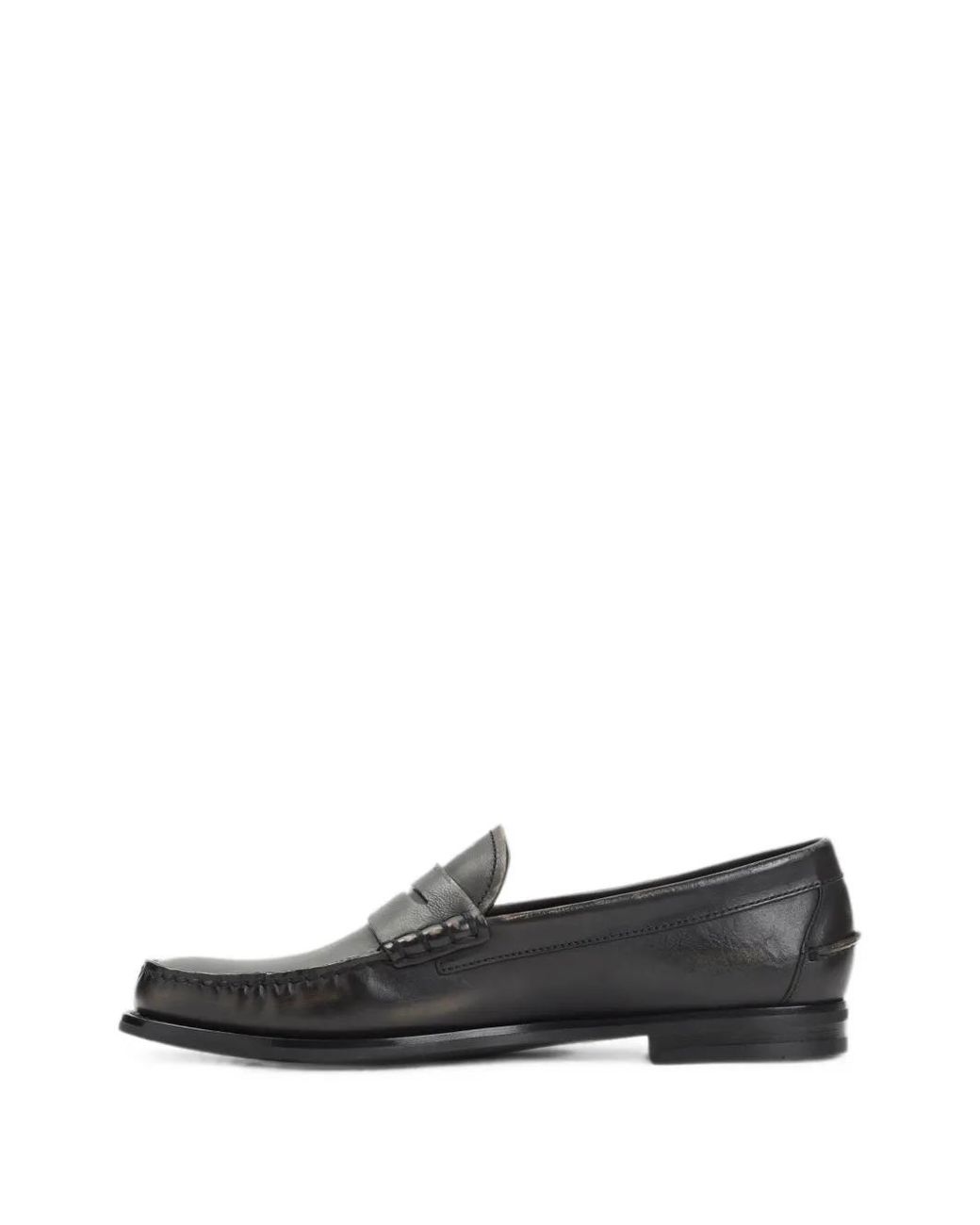 Prada Black Antiqued Leather Loafers for men