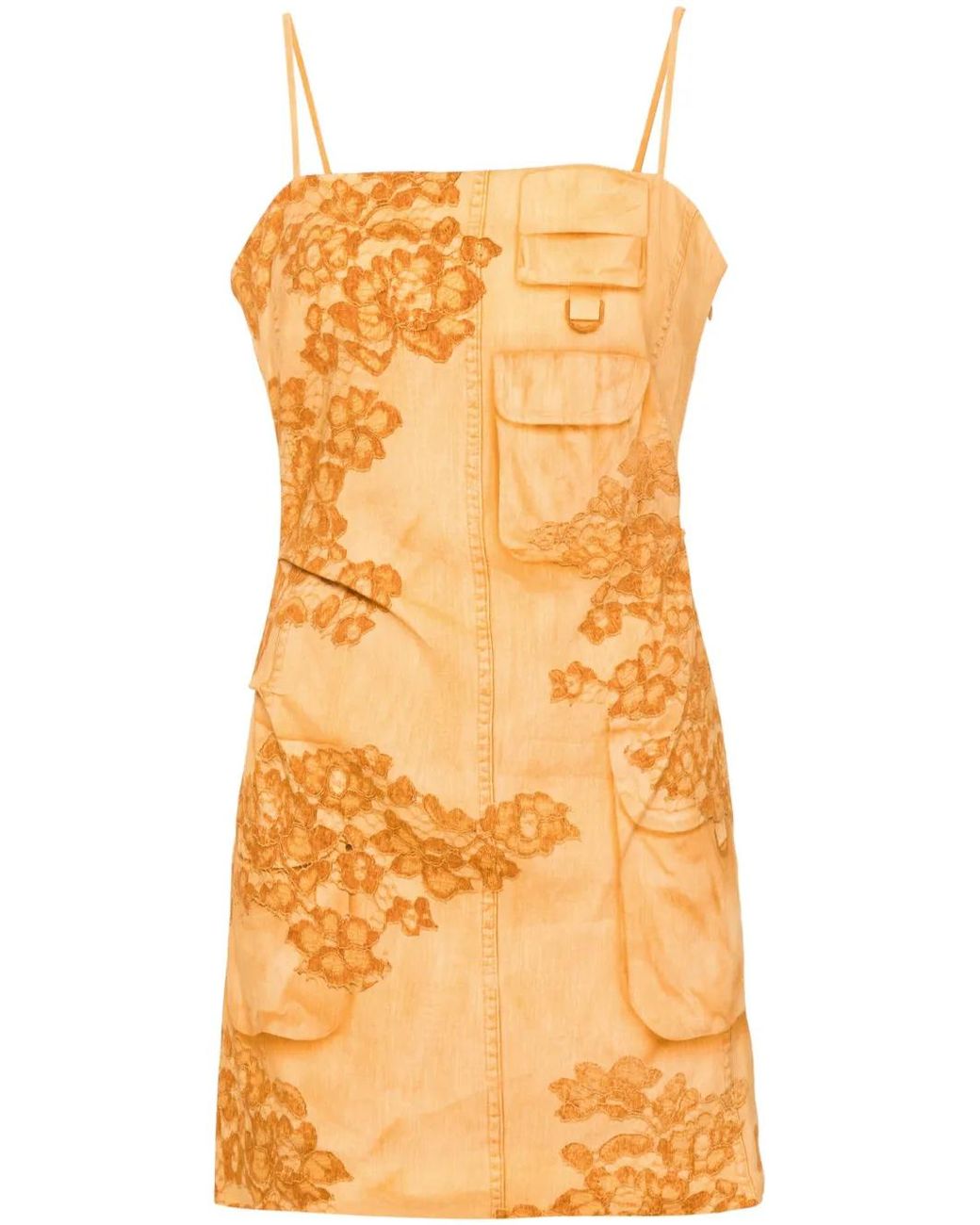 Acne Orange Robe Courte À Imprimé Trompe L'Œil
