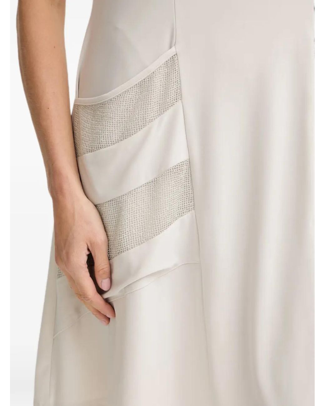 Joseph Ribkoff White Mesh-Panel Short-Sleeve Mini Dress