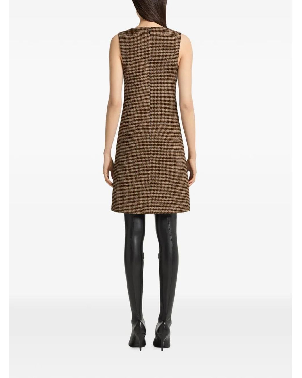 Courreges Brown Houndstooth Slit Mini Dress