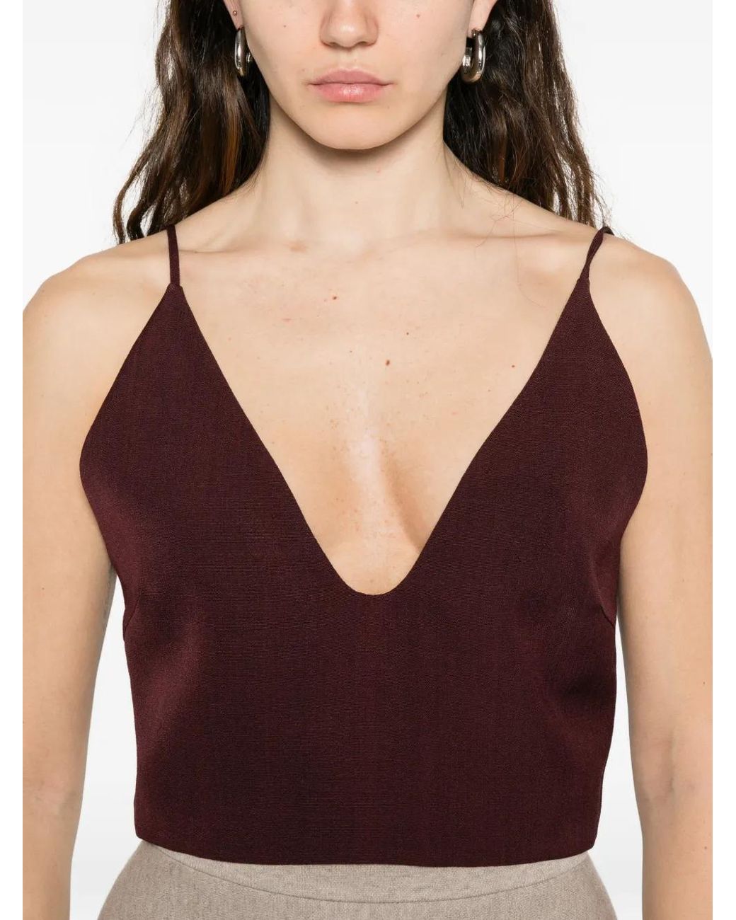 Jil Sander Purple V-Neck Crop Top