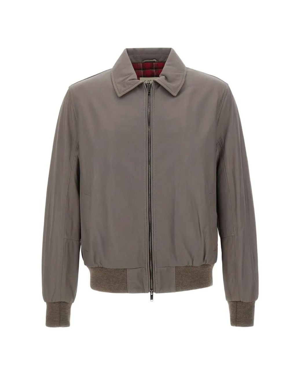 Volfagli Gray Angioino Zip-Up Leather Jacket for men