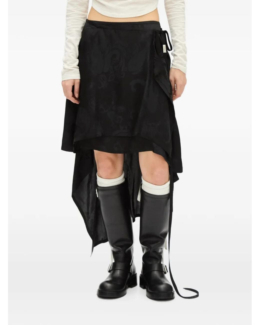 Ann Demeulemeester Black Paisley-Jacquard Asymmetric Skirt