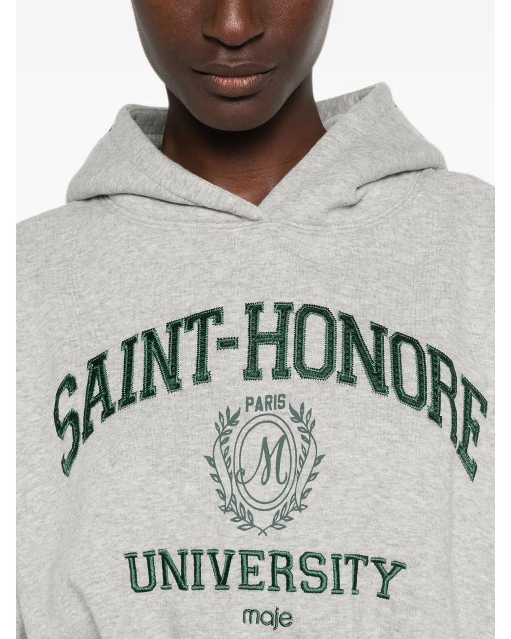 Maje White Hoodie À Logo Brodé