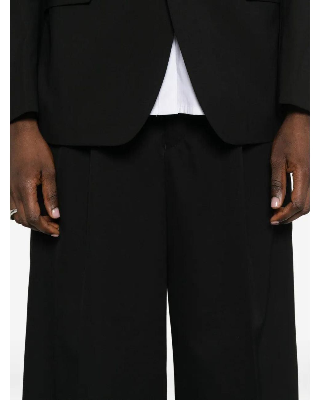 Comme des Garçons Black Satin-Panelled Pleated Trousers