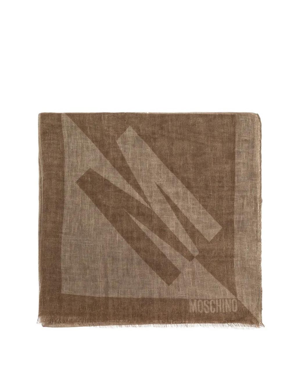 Moschino Brown Logo-Detail Scarf
