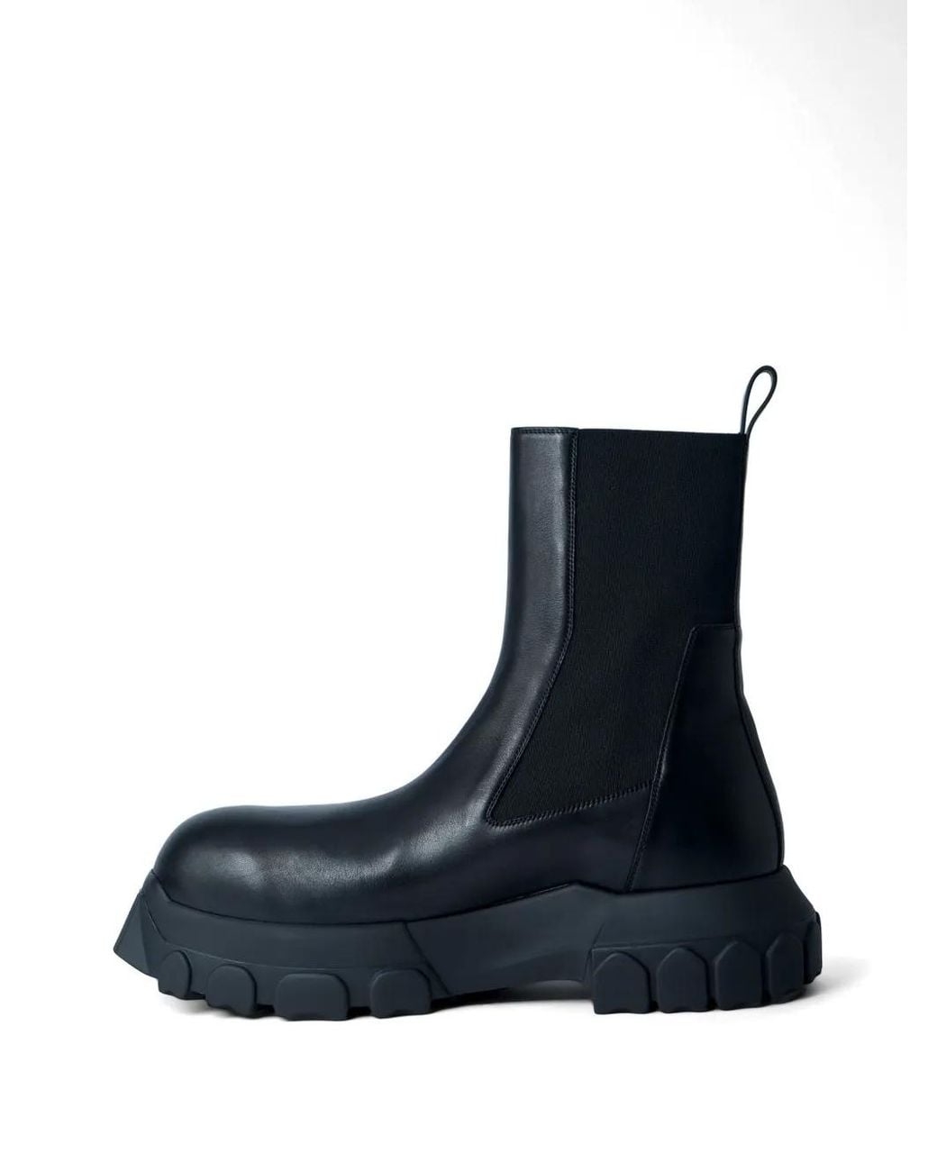 Rick Owens Blue Elasticated-Panel Leather Chelsea Boots for men