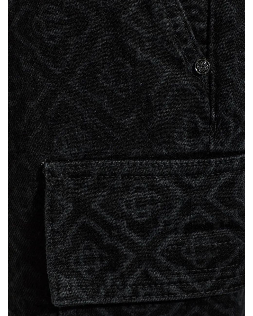 Casablanca Black Monogram Cargo Denim Jeans for men