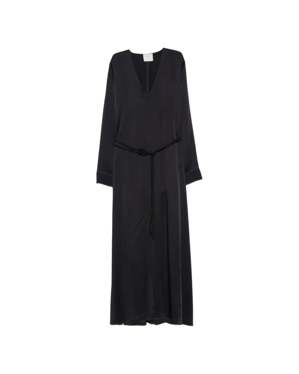 Forte_forte Black Belted V-Neck Maxi Dress